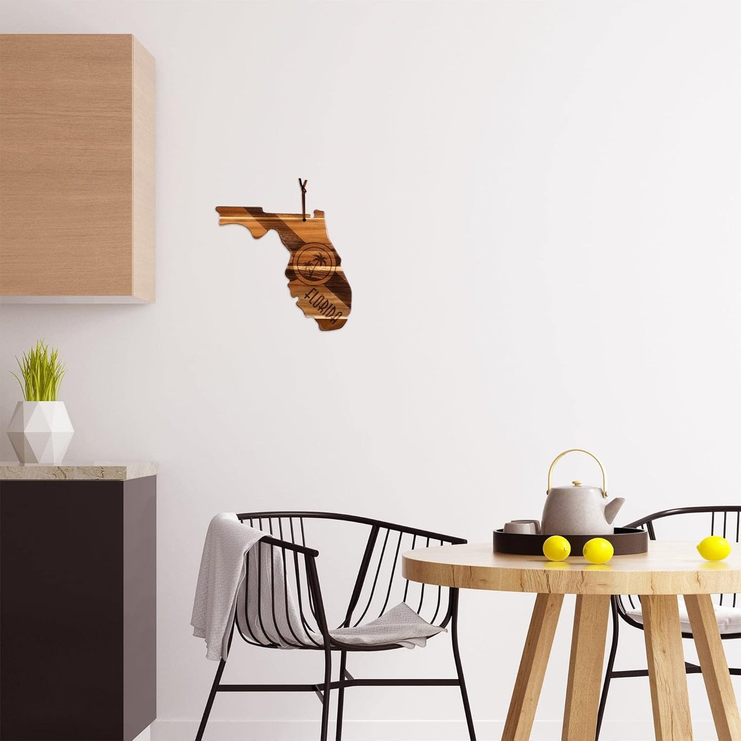 Totally Bamboo Rock & Branch Origins Series New York State Shaped Cutting Board and Charcuterie Serving Tray, Includes Hang Tie for Wall Display
