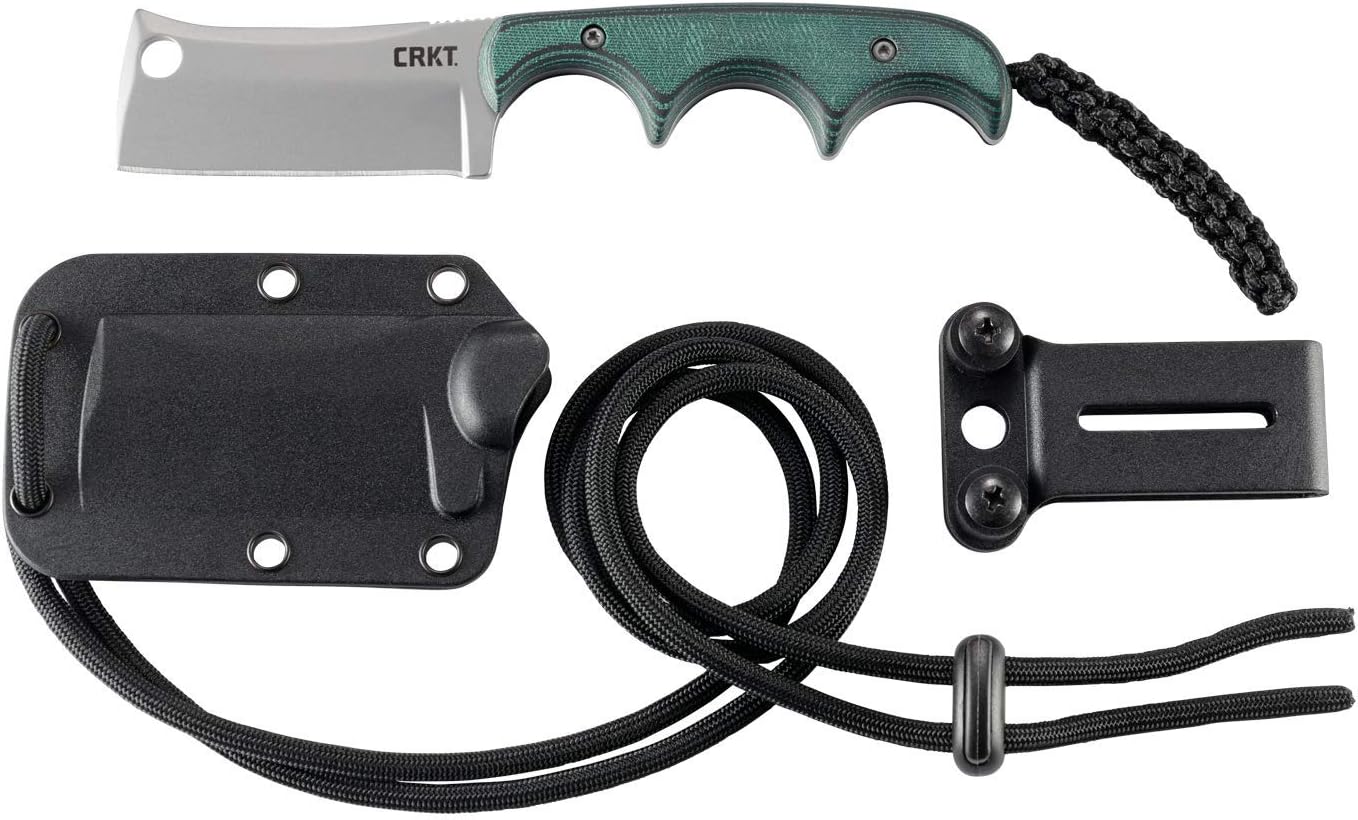 CRKT Minimalist Bowie Outdoor Survival Fixed Blade Knife with Sheath: Stainless Steel Plain Edge Blade, Micarta Handle, 2387