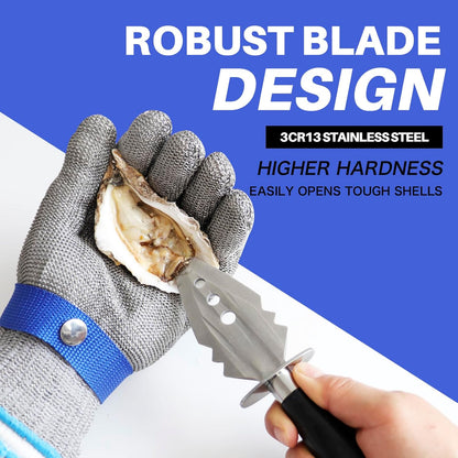 Oyster Shucking Knife+A9 Cut-Resistant Glove with Gift Box,Stainless Steel Oyster Knife and Oyster Shucking Gloves Kit,Heavy Duty Oyster Shucker Tool, Oyster Opener Tool for Chef