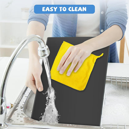 Mymonfif Tempered Glass Cutting Board for Kitchen, Clear Glass Board for Countertop, Heat Resistant, with Non-Slip Feet, 12x16" & 12x8" 2 Pcs Clear