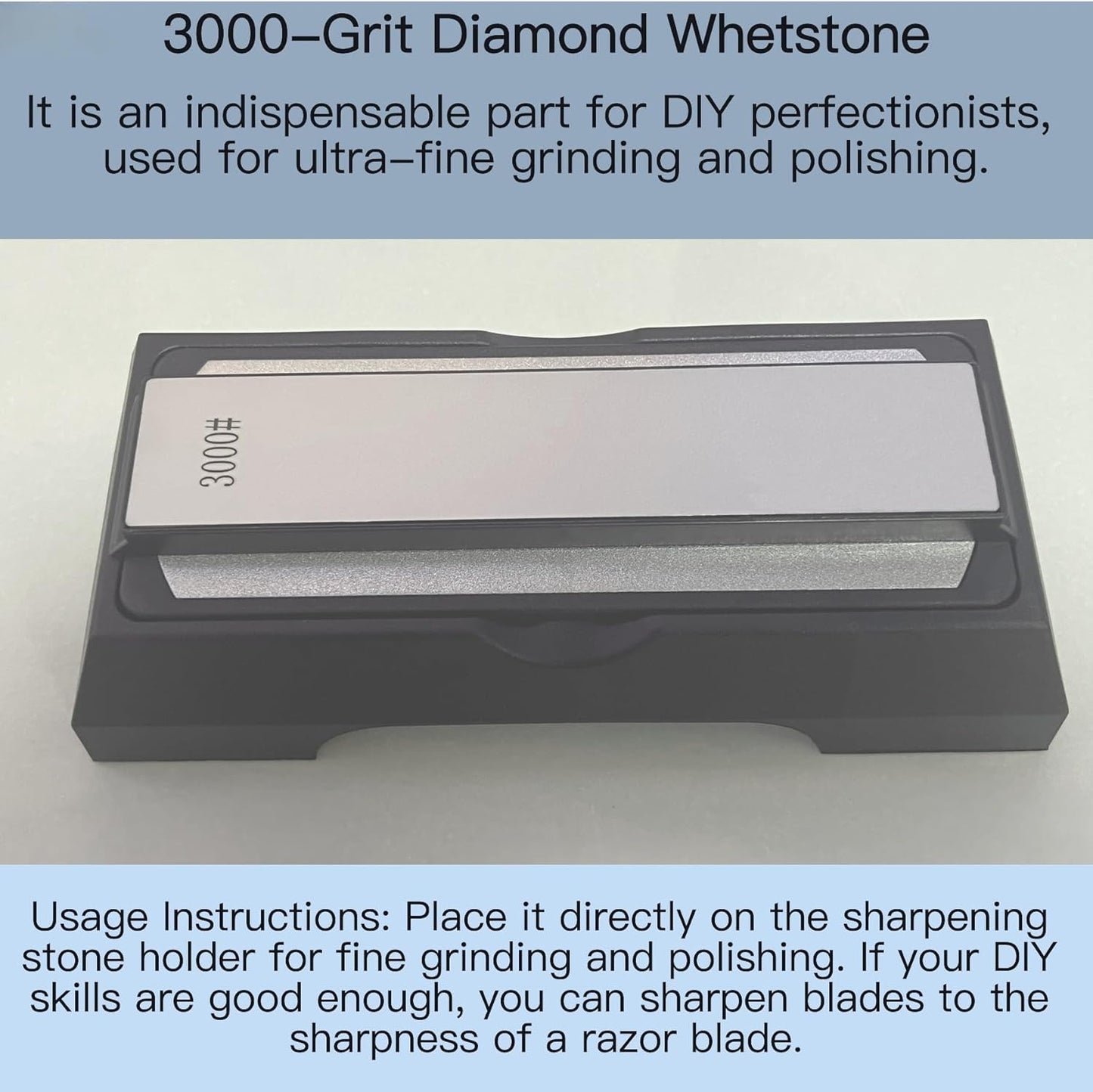 DAMILA Diamond Whetstone Set 400/1000/3000 Grit, 3-Stage Knife Sharpening Stone Kit with Non-Slip Base & Angle Guide for Kitchen Knives, Pocket Knives, Scissors and Tools