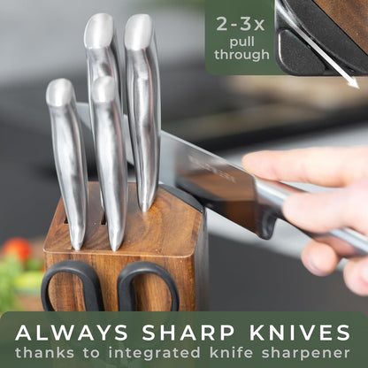 WALDWERK Premium Honing Rod - Honing Steel Made of Hardened Steel with Elegant Wooden Handle - 100% Plastic-Free Sharpening Steel for - Kitchen Knife Sharpener - Knife Sharpeners for Kitchen Knives