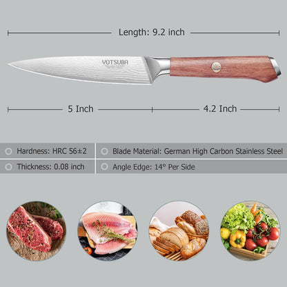 YOTSUBA Carving Knife and Fork Set, Meat Cutting Knife, Razor-Sharp German Stainless Steel Knives Fork Set with Ergonomic Wood Handle, Slicing Knives for Meats, BBQ & Vegetables