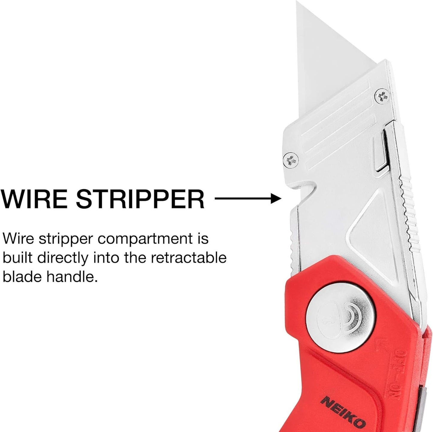 NEIKO 00678A 4-In-1 Folding Utility Knife Box Cutter Knives & Wire Stripper, Tool Hex Bit Holder Utility Work Knife & Bit Storage, Carpet Knife, Heavy Duty Box Cutter, Great work knife for men & women