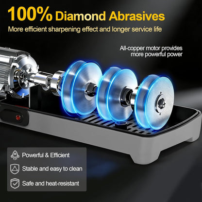 Electric Knife Sharpener for Kitchen – Professional 2-Stage 100% Diamond System with 20° Precision Angle, Fast Sharpening to Restore & Polish Chef Knives (2-Stage Silver)