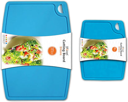 Liflicon Silicone Thick Cutting Boards Mats Set of 3 Foldable & Flexible Design Juice Grooves Easy Grip Handle Dishwasher Safe for Kitchen,BPA free Silicone Cutting Board-Green