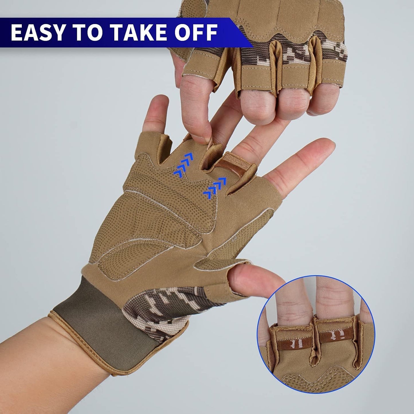 FIORETTO Fingerless Workout & Exercise Gloves for Gym, Weight Lifting, Airsoft, Shooting, Hunting, Hiking, Cycling, Driving, Motorcycle, Climbing M210603