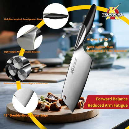 6-Inch Meat Cleaver Butcher Knife – 1.2 lbs Lightweight Chinese Cleaver for Small Hands, Seniors & Women – Sharp 9Cr18MoV Vegetable Cleaver for BBQ, Bones & Home Kitchen