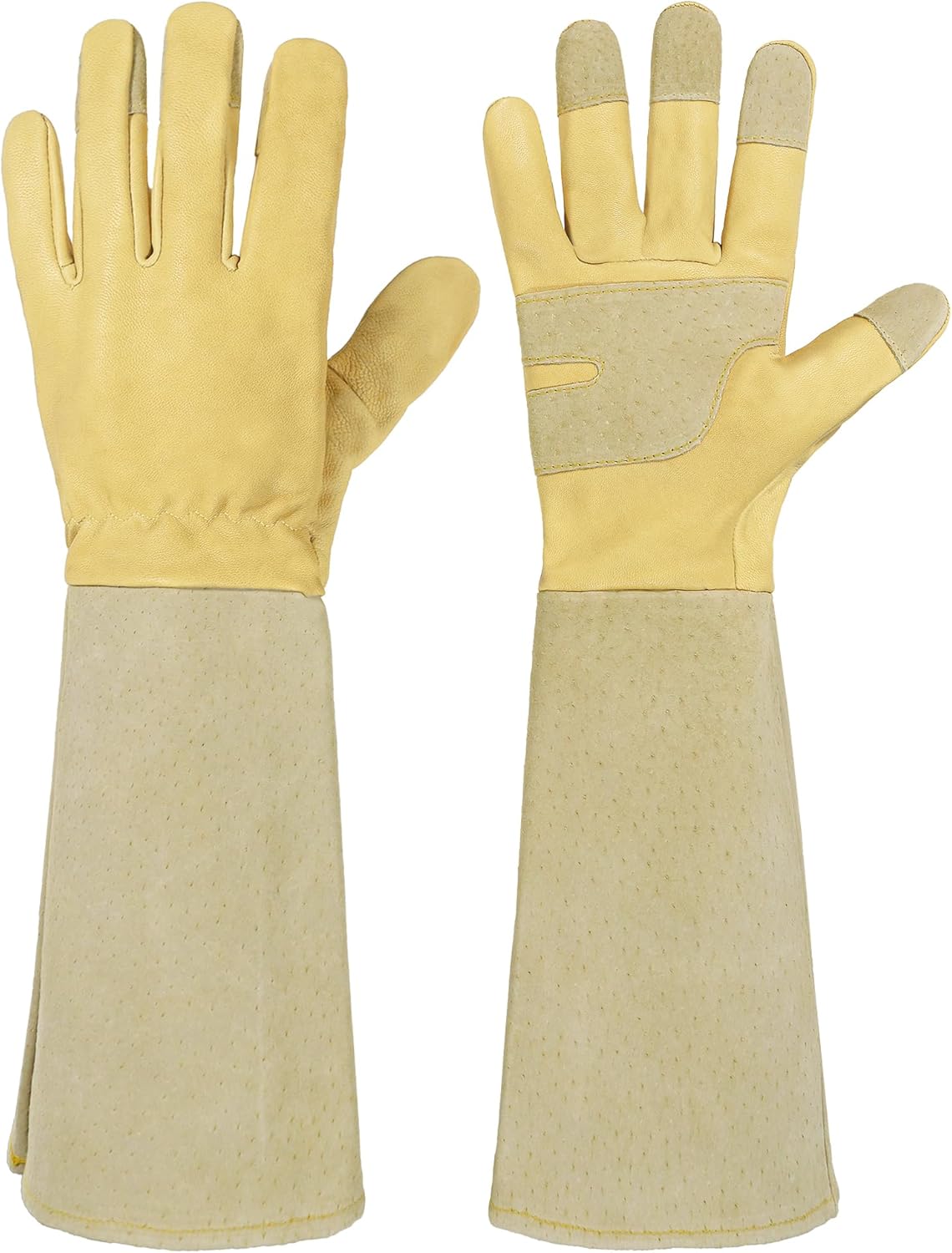 HANDLANDY Rose Pruning Gloves for Men & Women, Long Thorn Proof Gardening Gloves, Breathable Pigskin Leather Gauntlet, Best Garden Gifts & Tools for Gardener