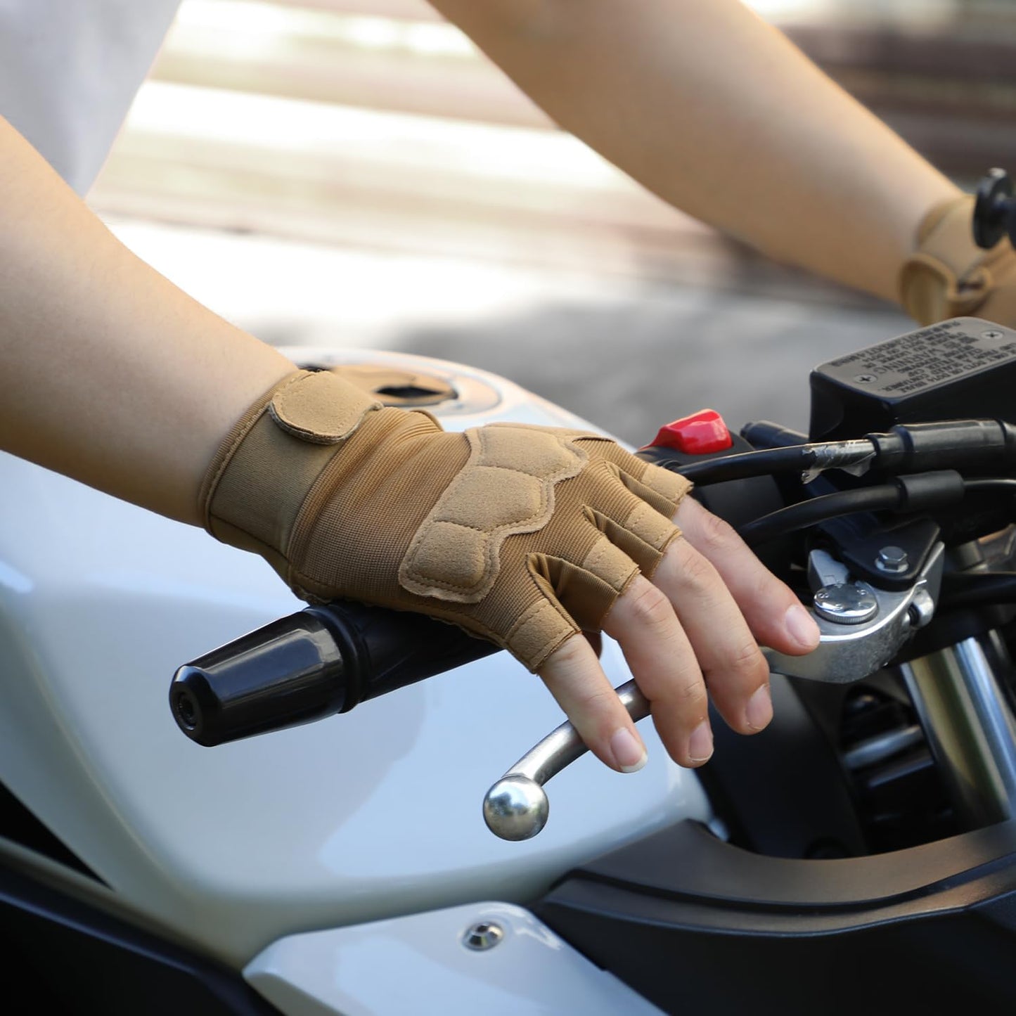 FIORETTO Fingerless Workout & Exercise Gloves for Gym, Weight Lifting, Airsoft, Shooting, Hunting, Hiking, Cycling, Driving, Motorcycle, Climbing M210603