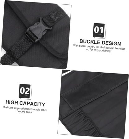 TIDTALEO Chef Roll Bag Shoulder Strap Cutlery Holder Organizer Knives Kitchen Tool Pouch Mesh Pocket