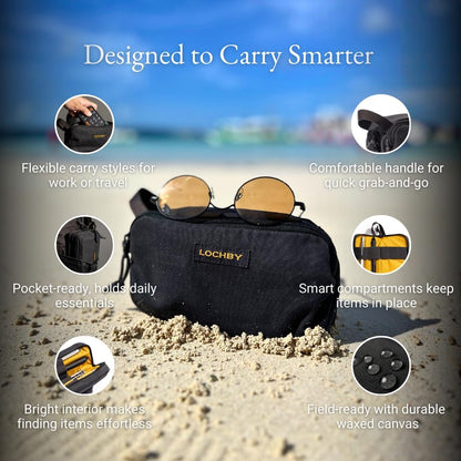 LOCHBY® Venture Pouch | Multipurpose Tactical Tool Bag | Water Resistant Waxed Canvas | Dual-Sided Zipper Pouch | for Motorcycle, Bike, EDC, Pen, Pencil, Art, Tech & Travel