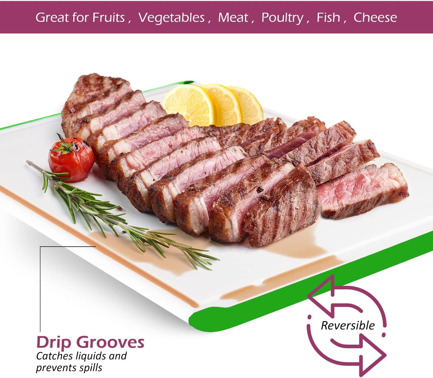Extra Large Plastic Cutting Board for Kitchen - 18 Inch Dishwasher Safe Cutting Board, Reversible Chopping Board with Juice Groove + Non Slip Feet for Meat, Fruit, Vegetables, Meal Prep by Belwares