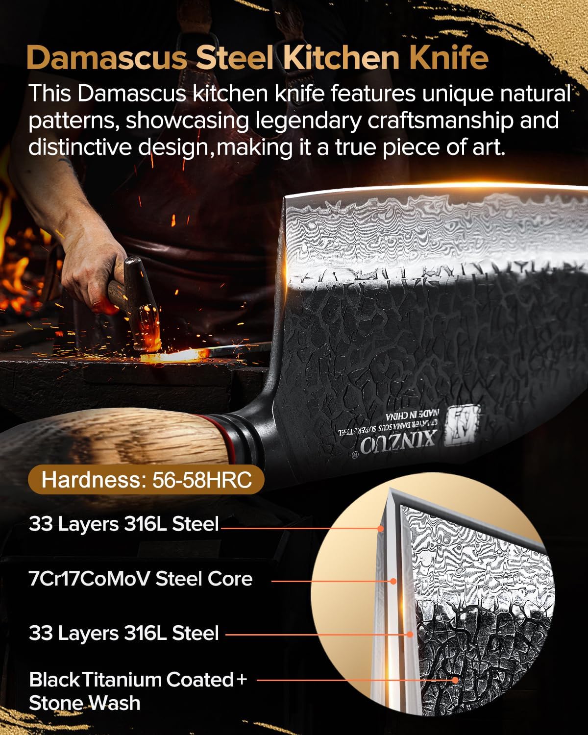 XINZUO 5.6 inch Paring Petty Knife,High Carbon 67 Layers Damascus Steel Fruit and Vegetable Small Kitchen Utility Knife,Burnt Wood Handle