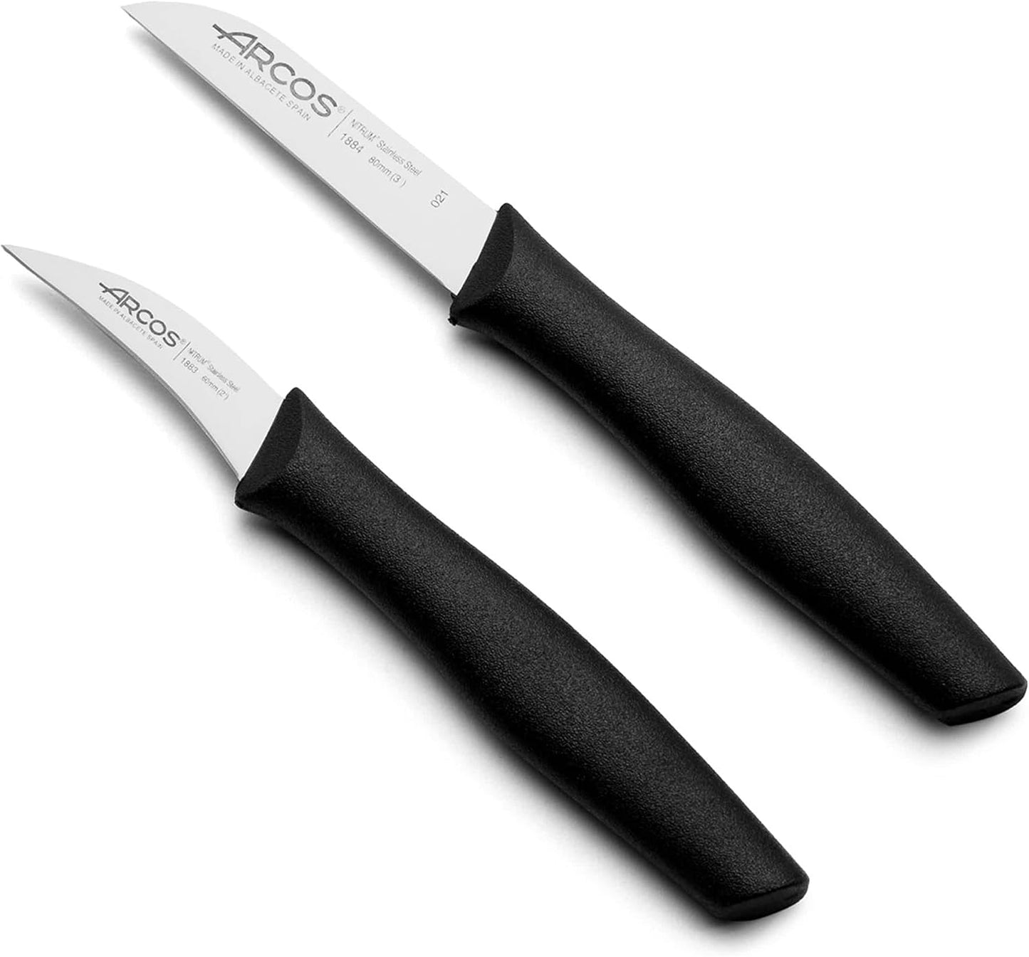 Arcos Set 3 pieces Paring Knife 3 Inch. 3 Paring Knives of Stainless Steel and Ergonomic Polypropylene Handle for Cutting Fruits, Vegetables and Tubers.. Series Nova. Color Black