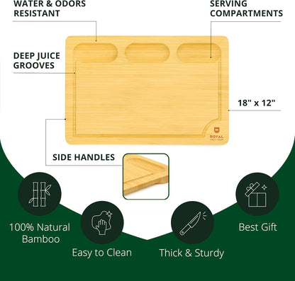 ROYAL CRAFT WOOD Extra Large Cheese Board - Bamboo Cheese Board and Knife Set - Charcuterie Board Set, Charcuterie Platter & Serving Tray