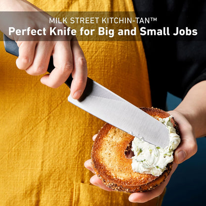 Milk Street Kitchin-tan Utility Knife, 5.5-Inch Japanese-Style Kitchen Knife – Razor-Sharp, Stay-Sharp Edge for Tomatoes, Bread & Veggies – Compact, Versatile, Comfortable Grip