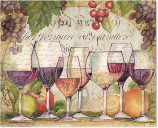 Cut N' Funnel Wine Country Designer Flexible Plastic Cutting Board Mat. Made in the USA, Decorative, Flexible, Easy to Clean