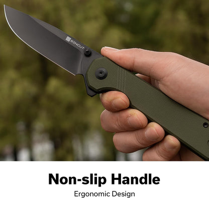 SENCUT Aetheris Pocket Knife, EDC Folding Knife with 3.68'' 9Cr18MoV Blade & Canvas Micarta Handle, Reversible Clip for Camping Hiking S24095-3(Black)