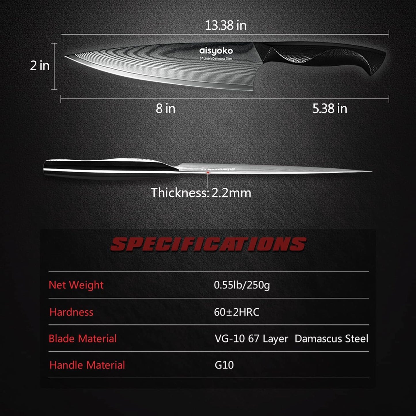aisyoko 4.5 Inch Paring Knife, Damascus Steel Chef Knife with Ergonomic G10 Handle, VG10 High Carbon Steel, Professional Kitchen Knife for Fruit Vegetable Carving, Ultra Sharp Blades