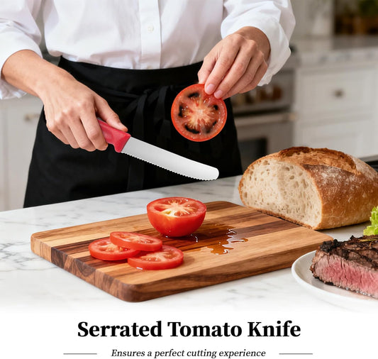 5 Pack Tomato Knife,Small Bread Knife with Cover from Stainless Steel,Serrated Knives for Smooth Cutting Tomatoes,Steak,Vegetables,Fruits