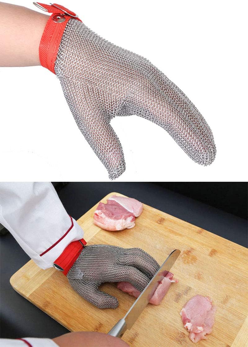 ThreeH Cut Resistant Gloves Stainless Steel 304L Wire Mesh for Cutting Slicing Chopping Meat Processing GL08 S(One piece)