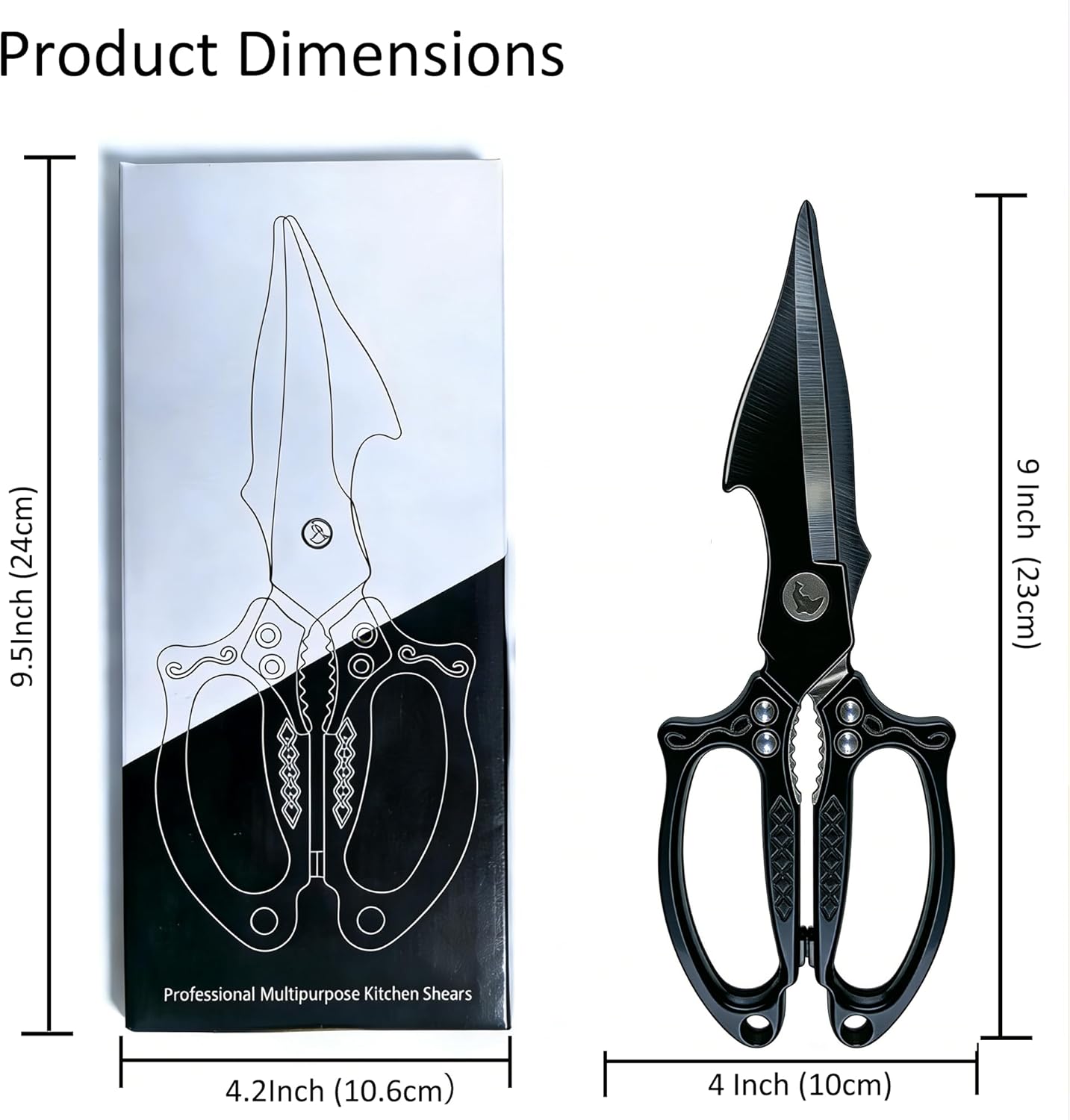 Multifunctional Heavy-Duty Kitchen Shears, Japanese Stainless Steel Kitchen Scissors, Ultra Sharp Poultry Shears for Chicken, Meat, Vegetables, Nut Cracker Opener (Silver)