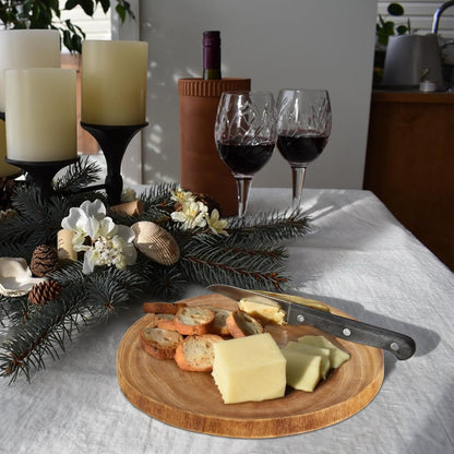 Nicunom 2 Pack Large Wood Slab Serving Board, 9"-10"/11"-12" Wood Cheese Server Round Board, Wooden Slices for Table Centerpieces