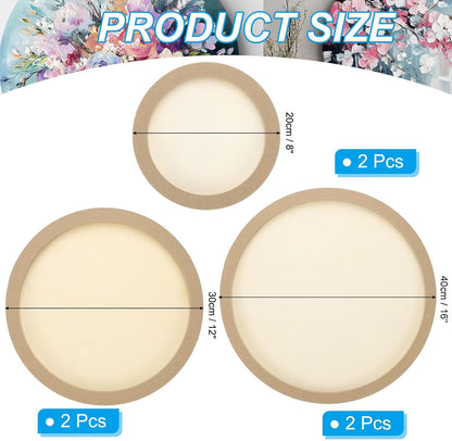 PATIKIL 8" Round Wood Canvas Panels, 6pcs Unfinished Wood Plaque Disc Circle Board for Craft Projects, Art Painting, Carving, Engraving, DIY