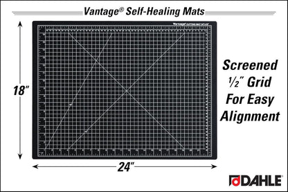 Dahle Vantage 10680 See-Through Premium Self-Healing Cutting Mat, 9"x12", 1/2" Grid, 5 Layers for Max Healing, Perfect for Crafts & Sewing, Clear