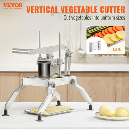VEVOR Commercial Vegetable Slicer, 1/4 and 1/2 inch Tomato Slicer, Stainless Steel and Aluminum Alloy Vegetable Cutter Slicer, Manual Tomato Slicer with Non-slip Feet, for Tomatoes, Onions, Potatoes