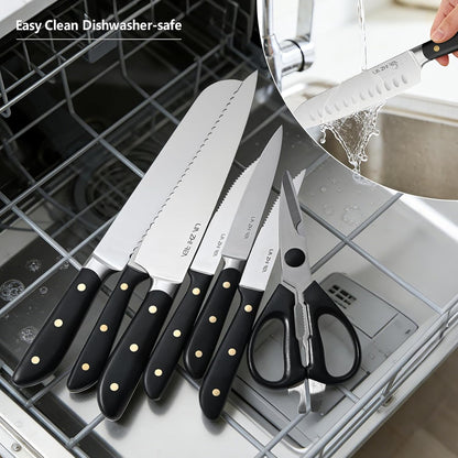 14-Piece Kitchen Knife Set with Detachable Block, High Carbon Stainless Steel Dishwasher Safe Knives, Includes Chef, Santoku, Bread, Steak Knives for Home Kitchen,White