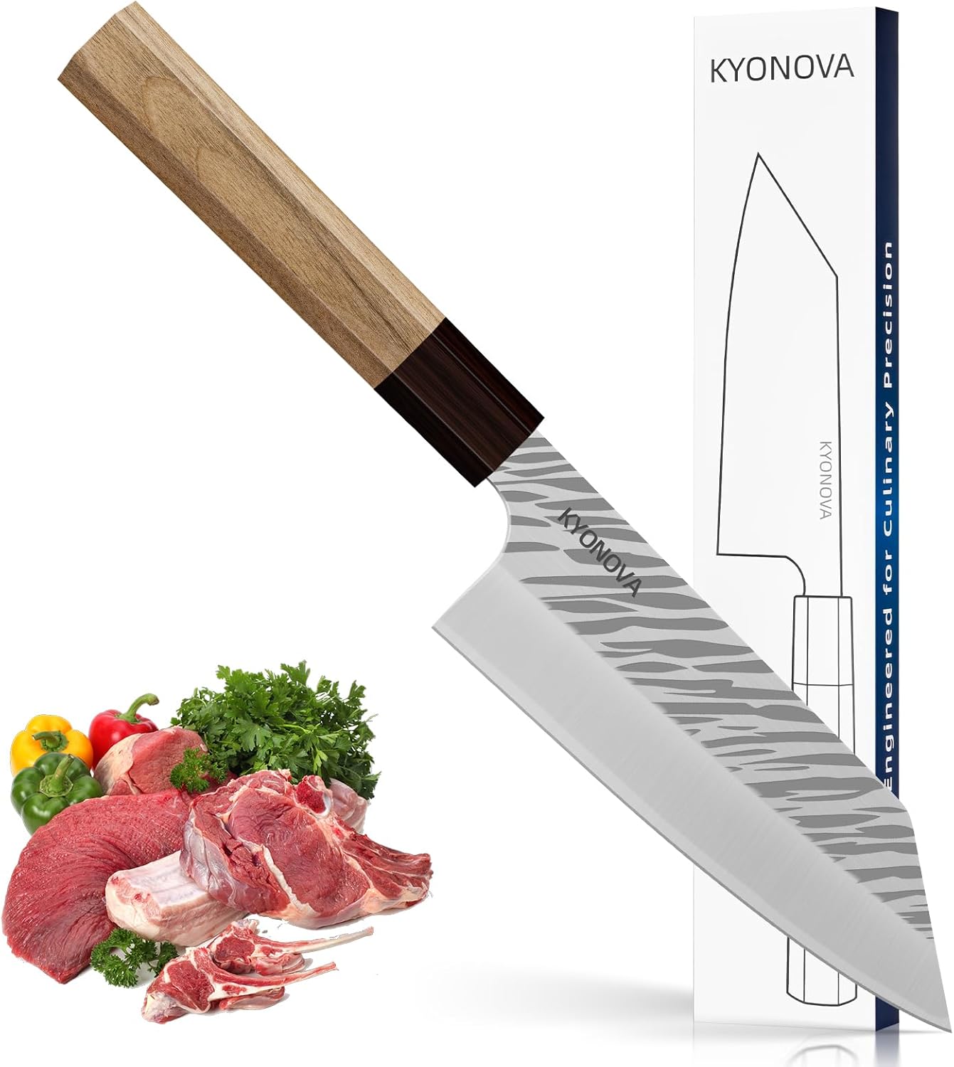 7 Inch Santoku Knife, 9-Layer VG10 High Carbon Steel Multipurpose Japanese Kitchen Knife, Sharp Steak Knife & Brisket Knife with Rosewood Handle for cutting meat for Home & Restaurant