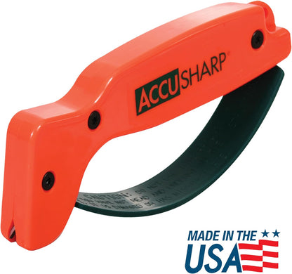 AccuSharp Knife Sharpener, Ergonomic Comfortable Handle, Compact & Easy to Use, Restore and Hone Straight & Serrated Knives, White