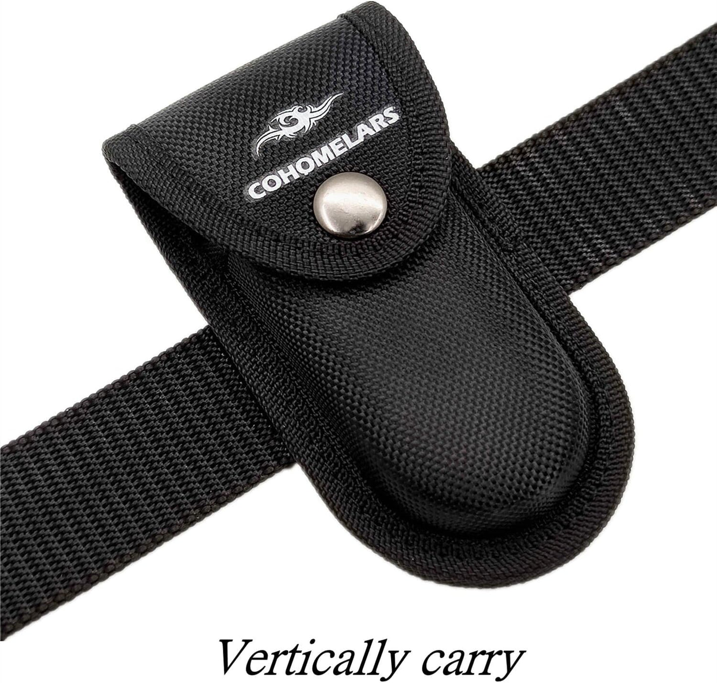Multitool Belt Sheath for Leatherman, Gerber - Nylon Knife Pouch for Folding Knife - Snap Closure Knife Holder with Horizontally or Vertically Carry Belt Loop