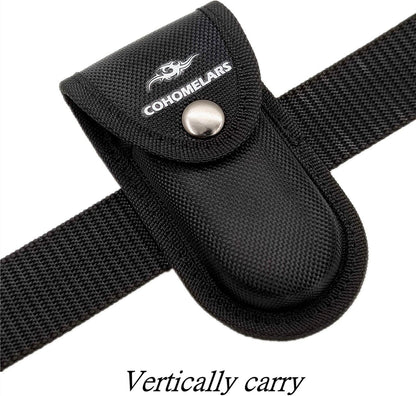 Multitool Belt Sheath for Leatherman, Gerber - Nylon Knife Pouch for Folding Knife - Snap Closure Knife Holder with Horizontally or Vertically Carry Belt Loop