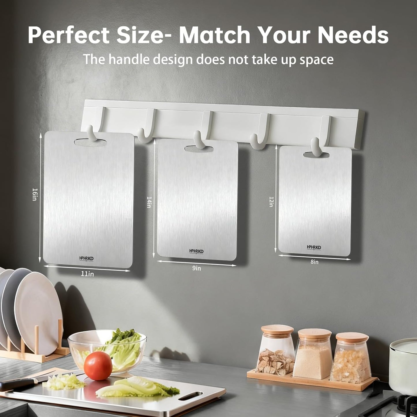 3Pcs Titanium Cutting Boards For Kitchen, 100% Pure Titanium Chopping Board, Food Grade Quality, Double-sided non-toxic, Easy To Clean, Dishwasher Safe And Will Not Absorb Odors (S+M+L)