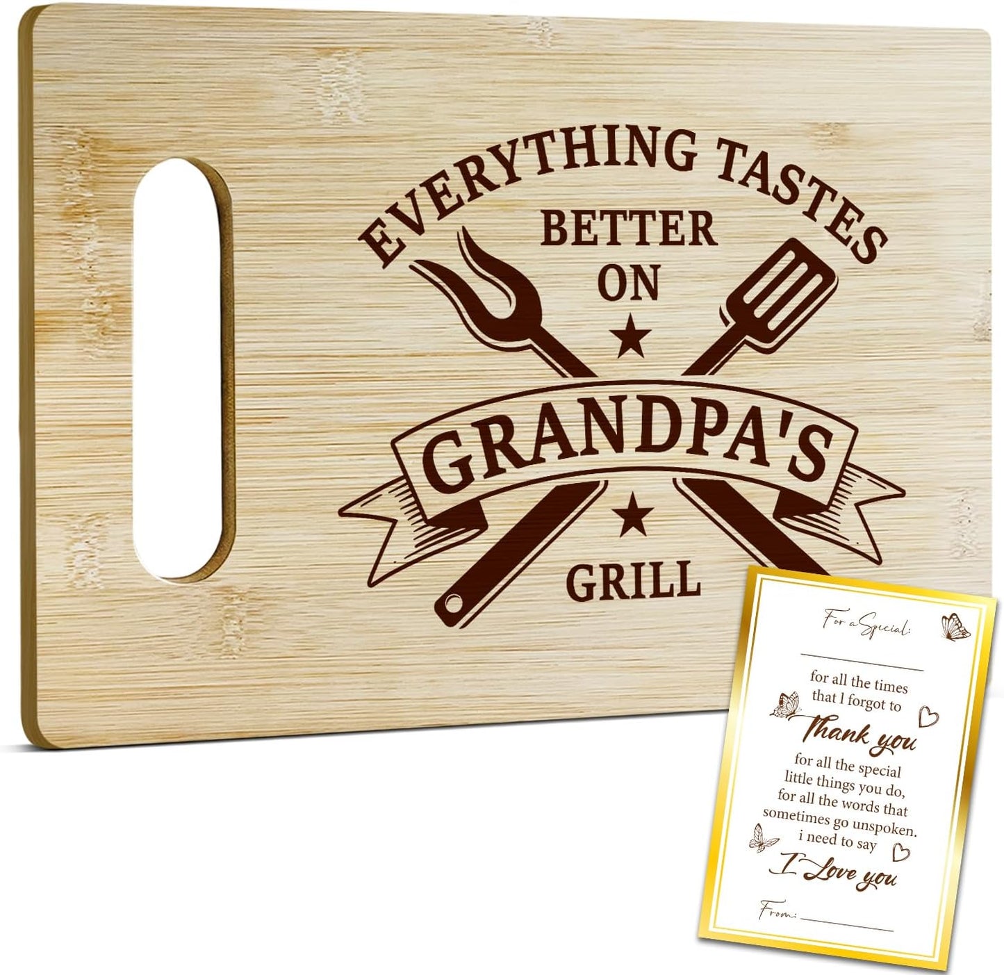 Best Dad Ever Bamboo Cutting Board, Grilling Gift For Men, Funny Charcuterie Boards for Home Kitchen Decor, Father's Day Birthday Gifts for Dad from Daughter Son -047