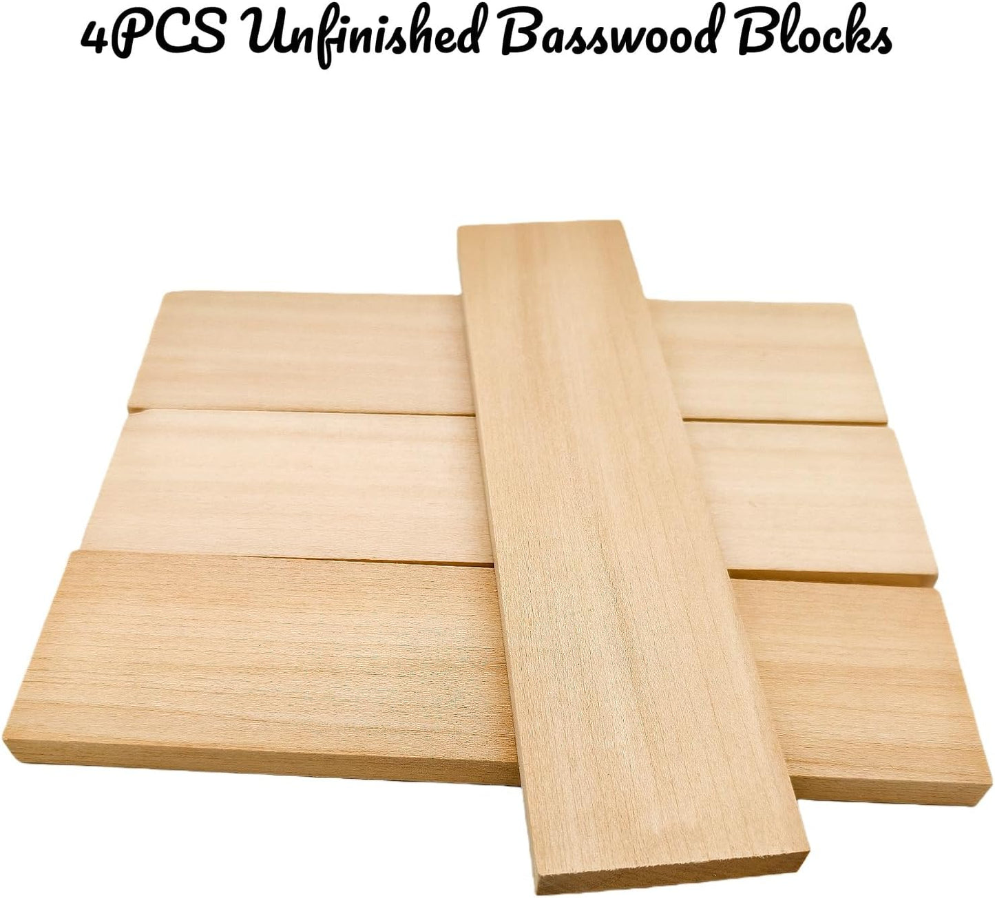 Unfinished Basswood Blocks for Crafts, Wood Craft Panels for Art, Engraving, Painting, DIY Projects, Chip Carving, Fretwork (7.87 x 3.93 x 0.78 in)