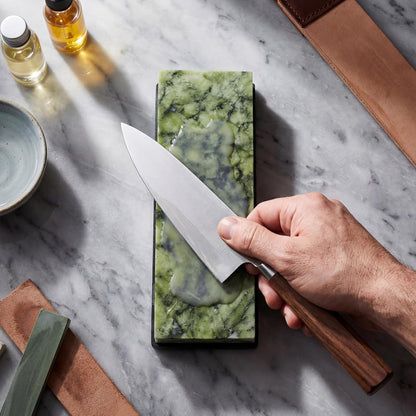 Knife Sharpening Stone, 10000 Grit Whetstone Knife Sharpener Final Fine Polishing Natural Green Honing Oilstone for Knives Tools, Cutting Tools, 180 x 60 x 30 mm