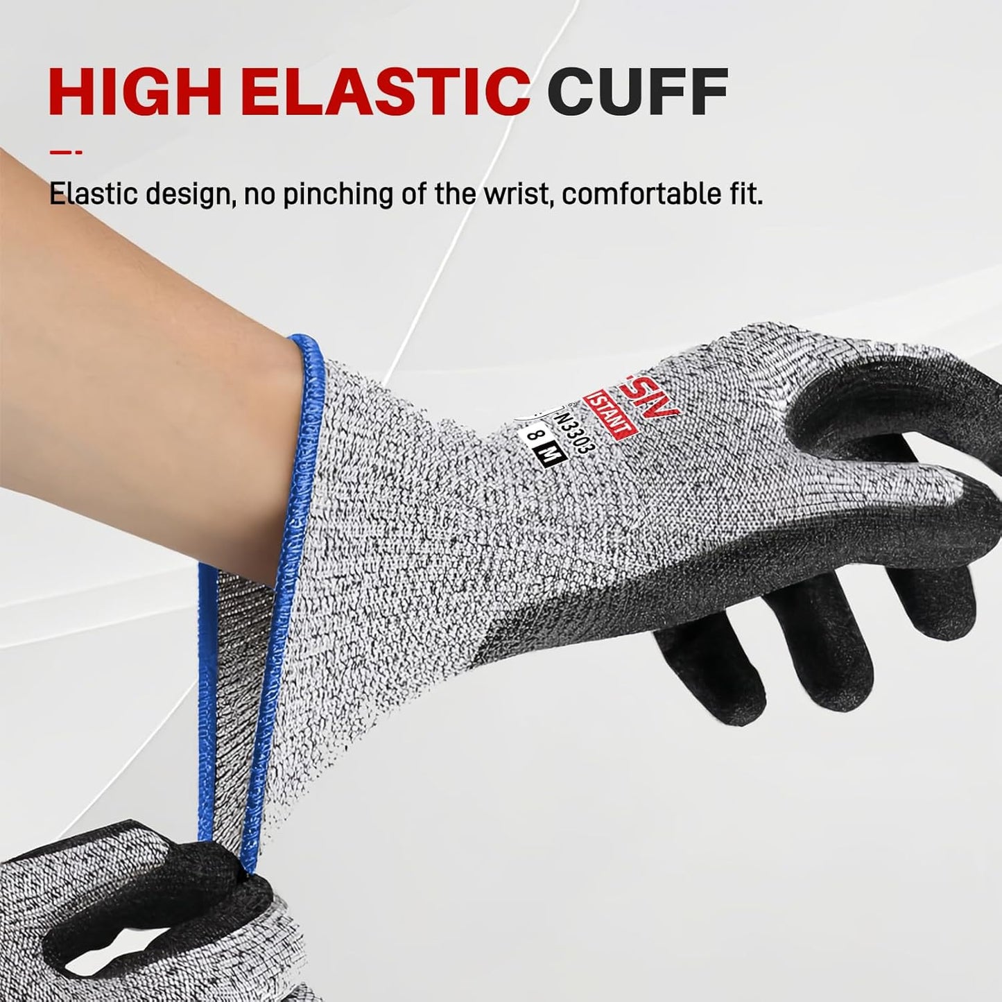 ANSI A9 Cut Resistant Gloves,Cut Resistant Work Gloves,Cut Proof Gloves Nitrile Coated For Metal Fabrication,Woodworking, Construction,Touch Screen,Large