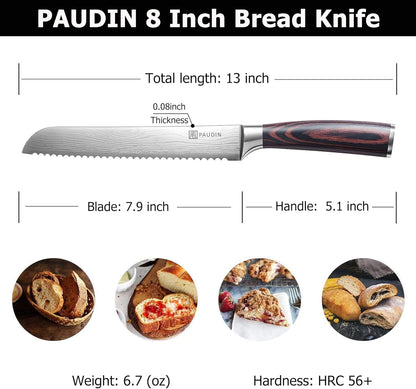 PAUDIN Boning Knife 6 Inch, Super Sharp Fillet Knife, German High Carbon Stainless Steel Deboning Knives, Professional Boning Knives for Meat Poultry Chicken, Pakkawood Handle with Gift Box