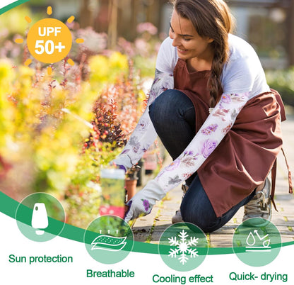4 Pairs Gardening Sleeves Anti-Slip Arm Protection with Thumb Hole Sun Sleeve Cooling Arm Sleeves for Women Men Outdoor