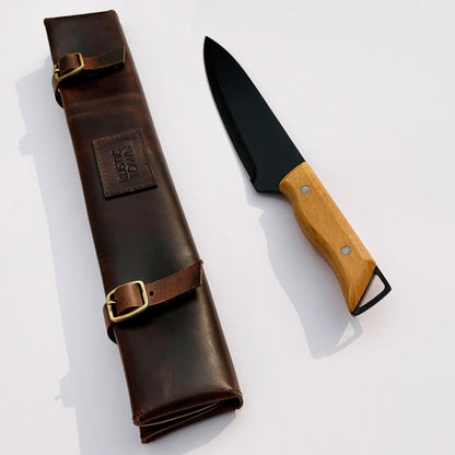 RUSTIC TOWN Leather Knife Roll - Chef's Knife Case Holder Cutlery Carrying Case Organizer Storage Bag - Travel Friendly Gift for Men & Women