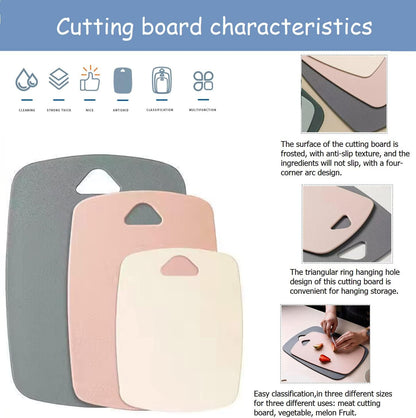 Plastic Cutting Board Set of 3, Cutting Boards for Kitchen,Thick Chopping Boards for Meat, Veggies, Fruits, with Easy Grip Handle,Dishwasher Saf,Suitable for outdoor camping, RV. (green)