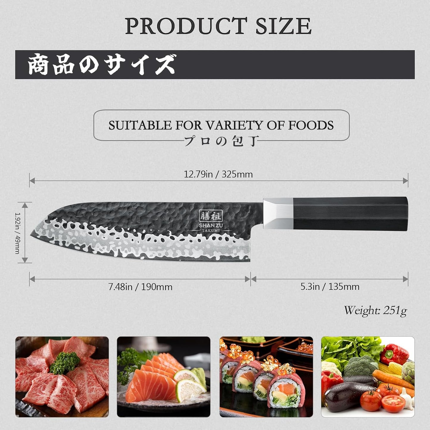 SHAN ZU Japanese Chef Knife 8 Inch, High Carbon Steel 10Cr15Mov Professional Kitchen Knife, Sharp Cooking Knife with G10 Handle Dishwasher Safe, Meat Cutting Gyuto Knife, Gifts for Women & Men