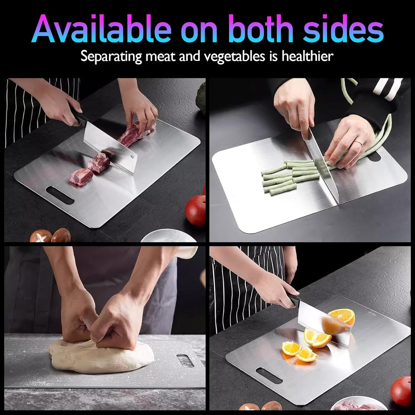 Titanium Cutting Board, 2 Pack Titanium Cutting Boards For Kitchen, 2026 New Double-Sided Food-Grade Titanium Cutting Board For Cutting Meats, Fruits And Vegetables (2pcs：M+L)