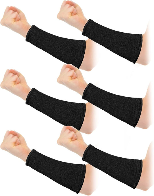 Sintege 3 Pairs Arm Protectors for Thin Skin and Bruising Cut Resistant Forearm Sleeve Level 5 Arm Burn Protection Sleeve (Black, Royal Blue, Grey,7.9 Inch)