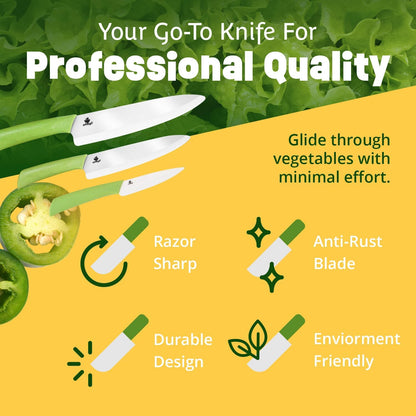 Ceramic Knife Set with Ergonomic Handle, Non-Reactive and Professional Chopping Knife Featuring Sharp, Rust-Proof Blades for Cutting Vegetables & Fruits, Durable Ceramic Kitchen Knives Set 6” & 4”