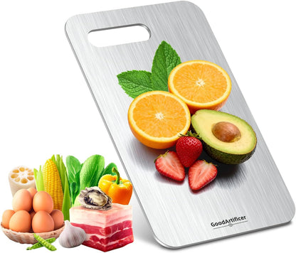 Titanium Cutting Boards Set of 3, 100% Pure Titanium Kitchen Cutting Board, Double-Sided Non-Toxic Cutting Board, Ideal for Slicing and Dicing Meats, Features Handle, Dishwasher Safe
